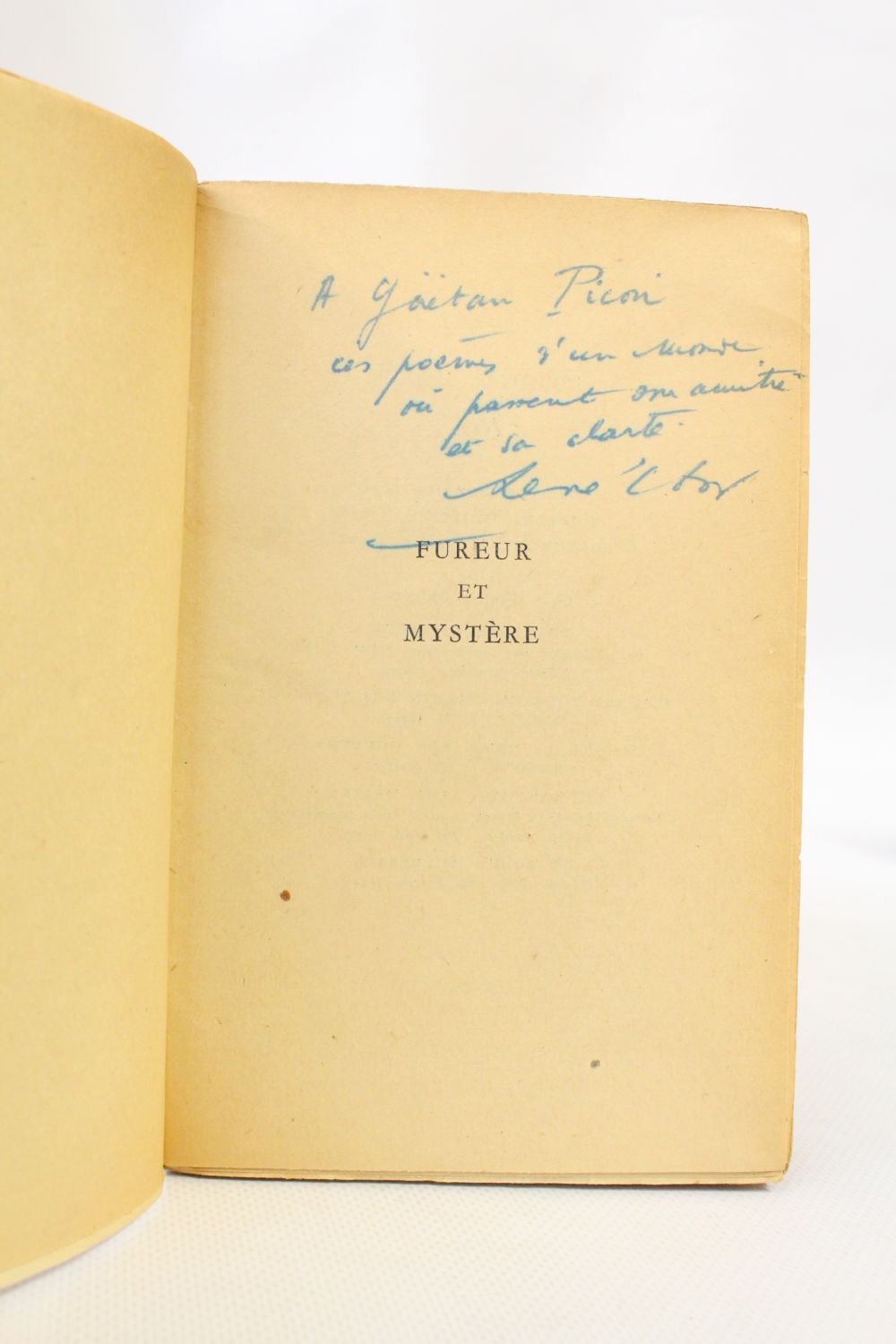 CHAR : Fureur et mystère - Signed book, First edition - Edition ...