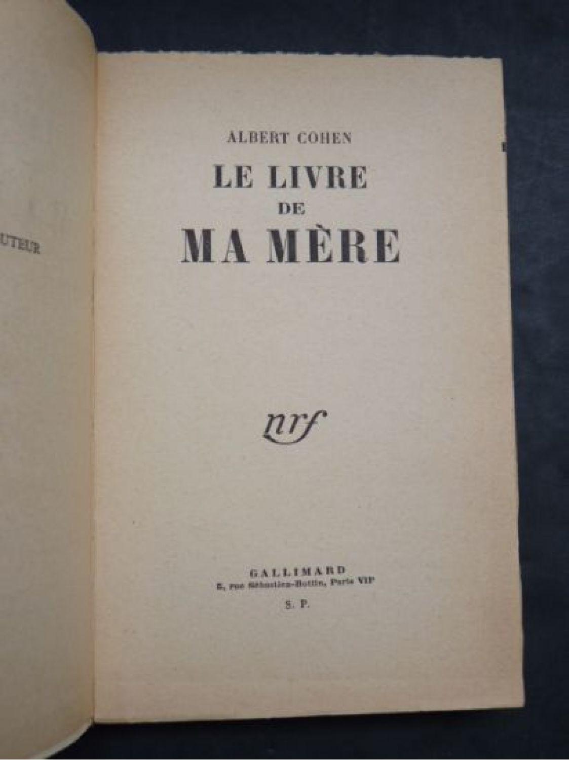 COHEN : Le livre de ma mère - Signed book, First edition - Edition ...