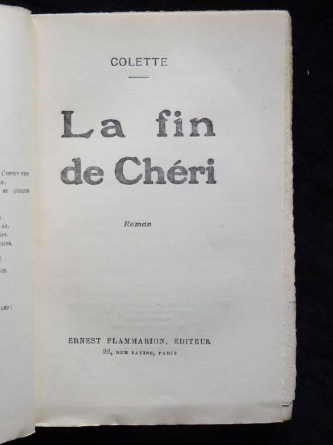 COLETTE : La fin de Chéri - First edition - Edition-Originale.com