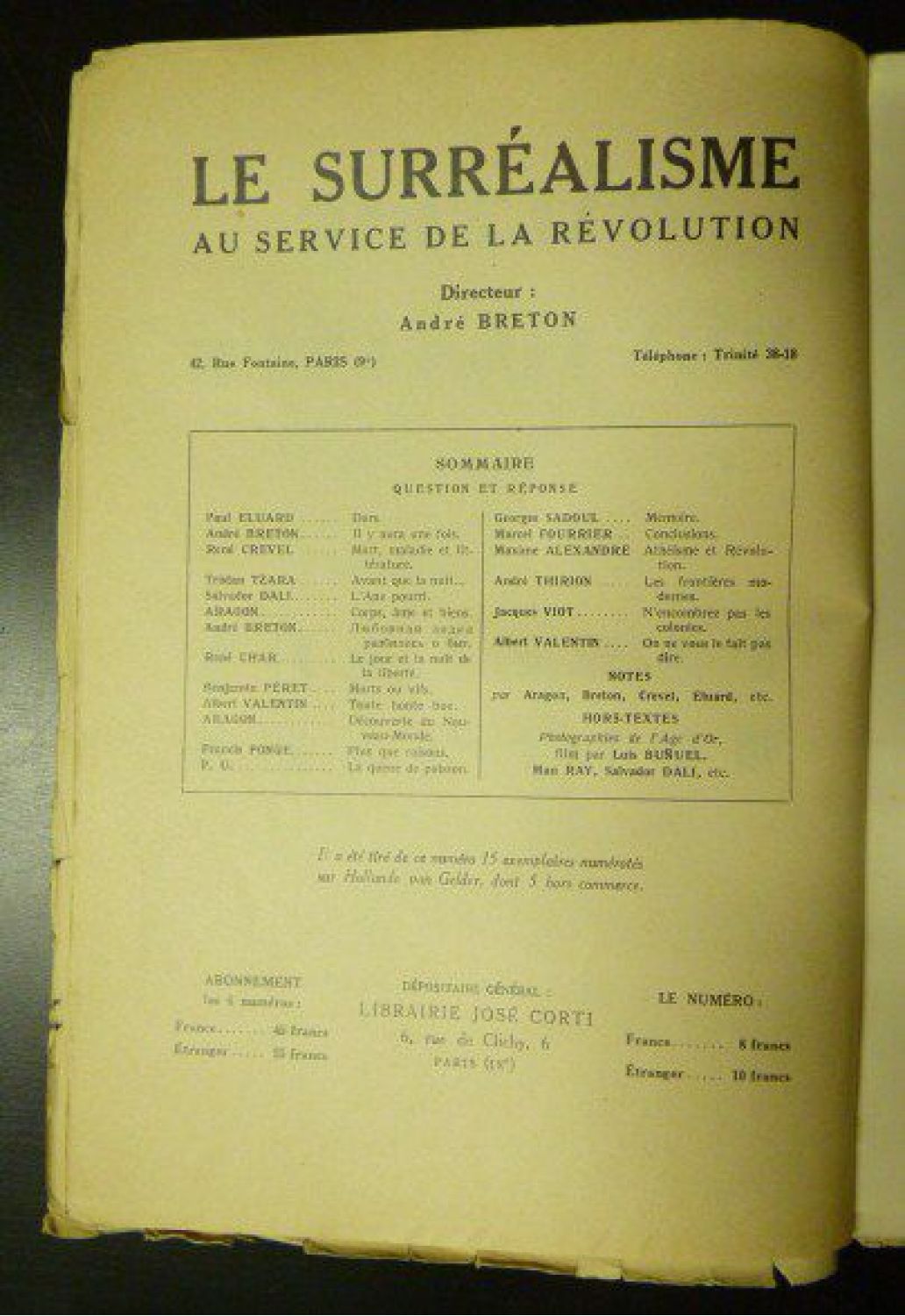 Collectif Le Surréalisme Au Service De La Révolution - 