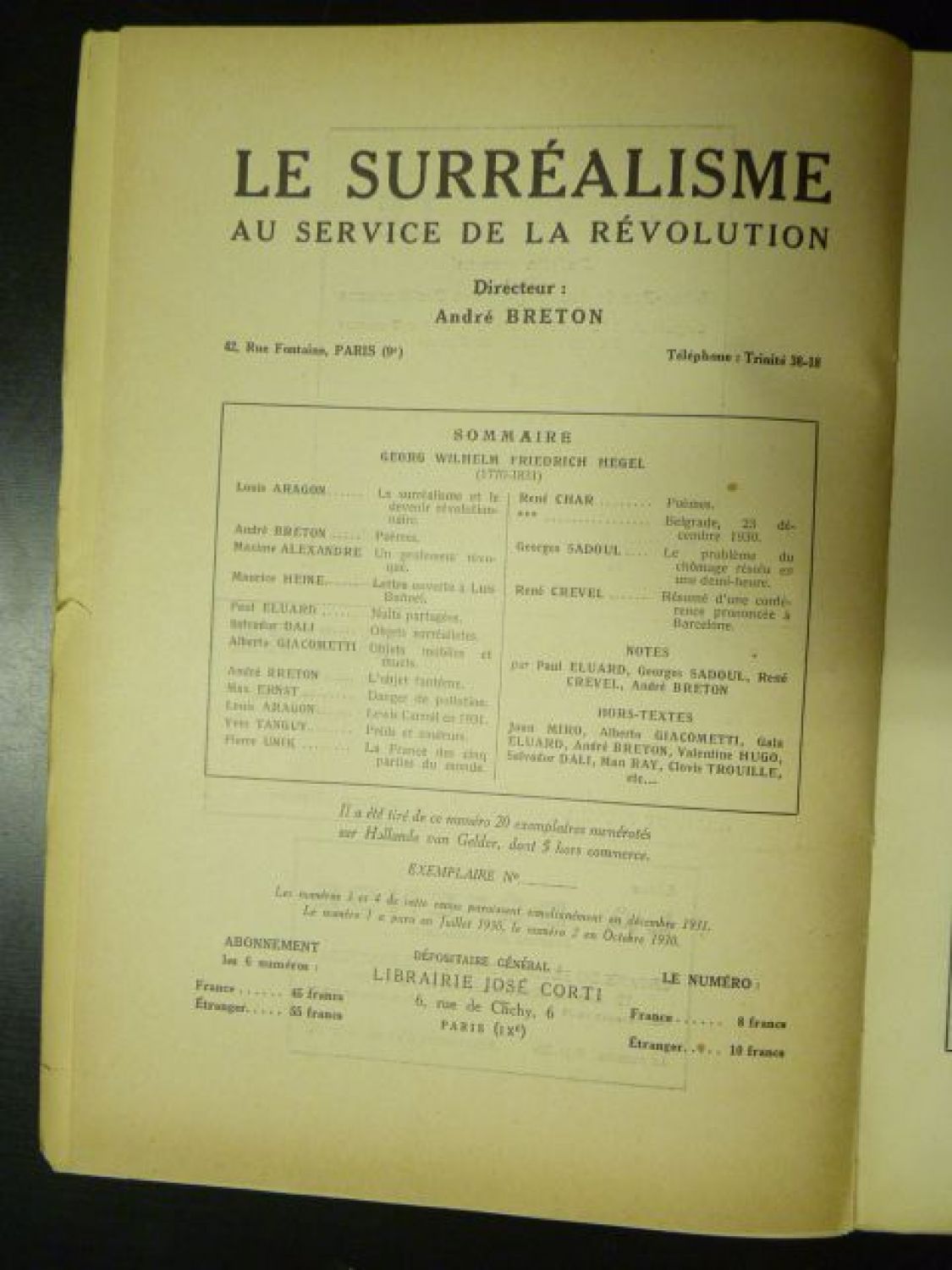 Collectif Le Surréalisme Au Service De La Révolution - 