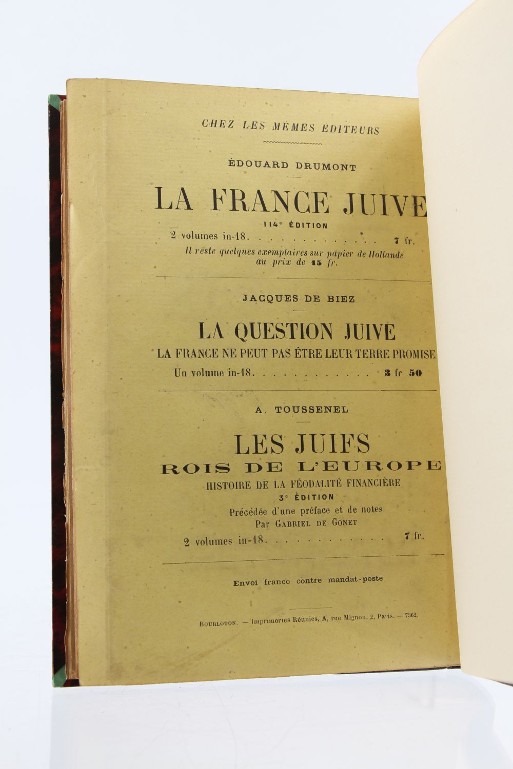 La France juive devant l'opinion - Edouard Drumont - Librairie française