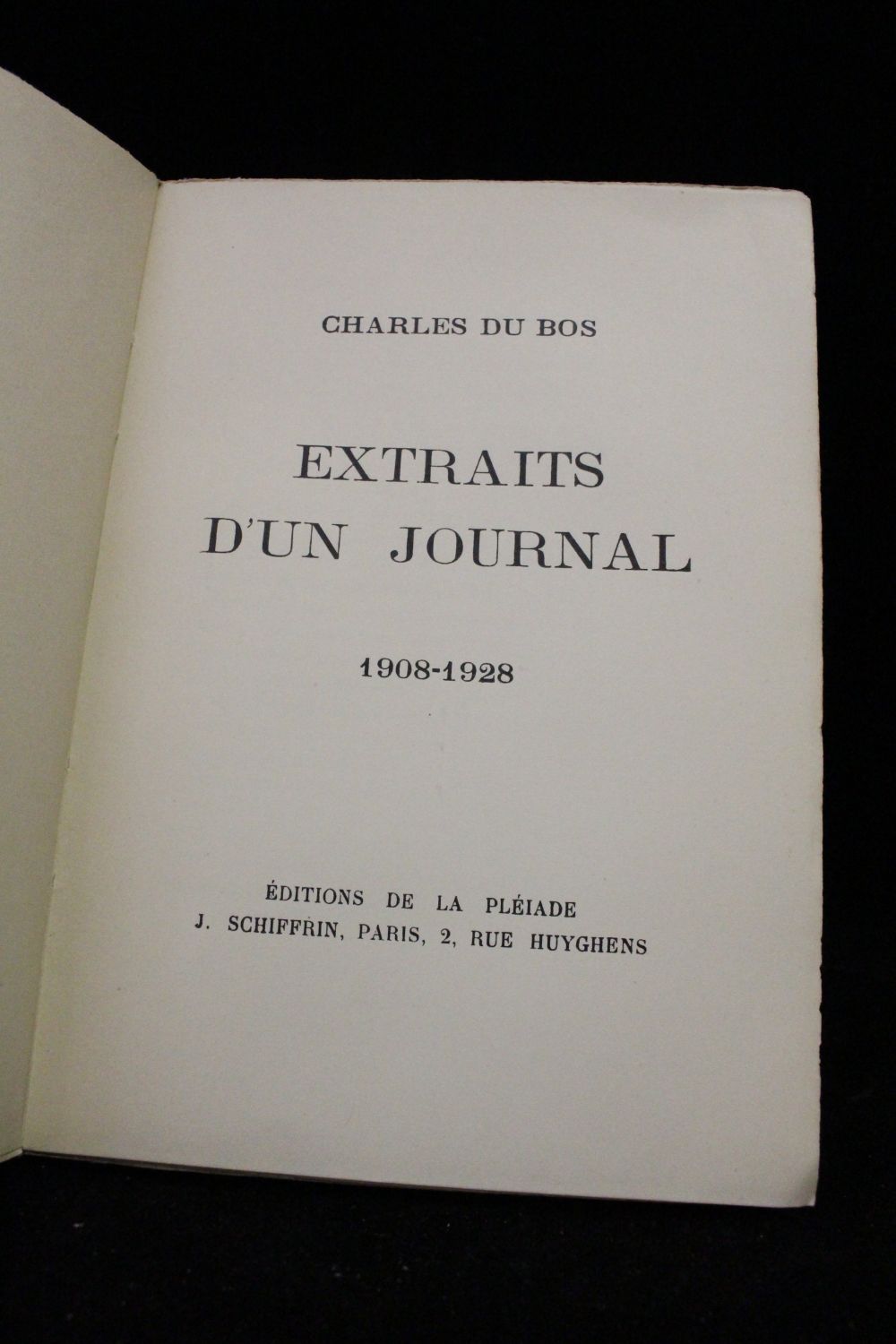 DU BOS : Extraits d'un journal 1908-1928 - Signed book, First edition ...