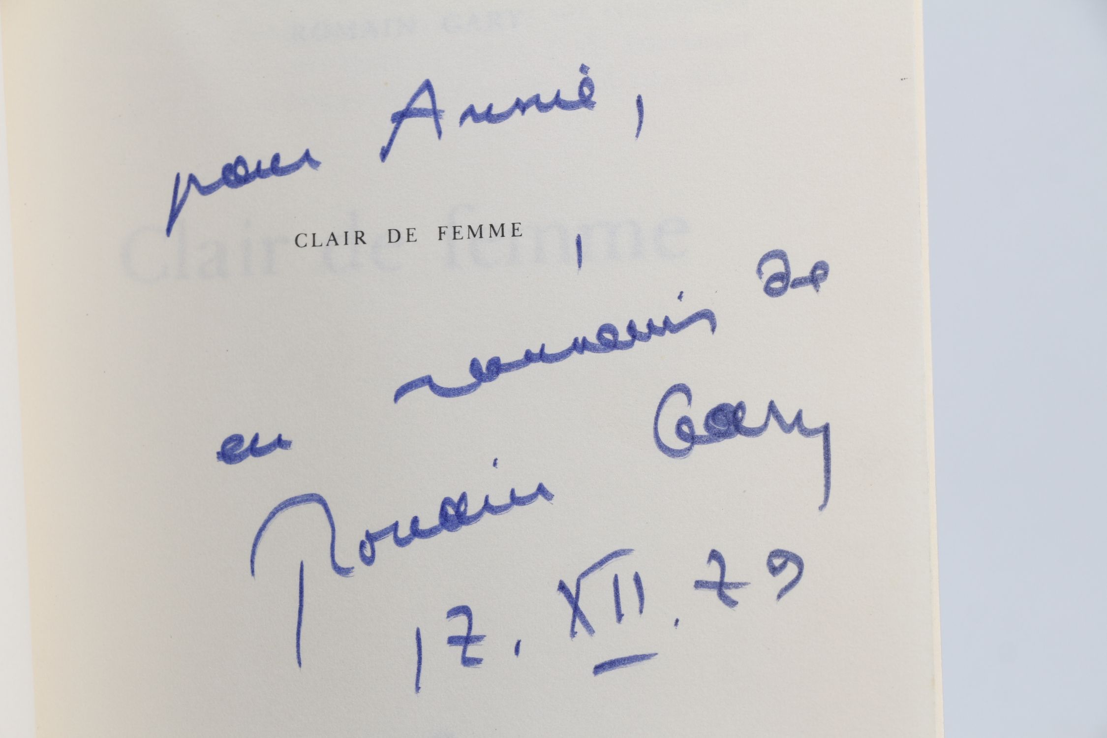 GARY : Clair de femme - Signed book - Edition-Originale.com