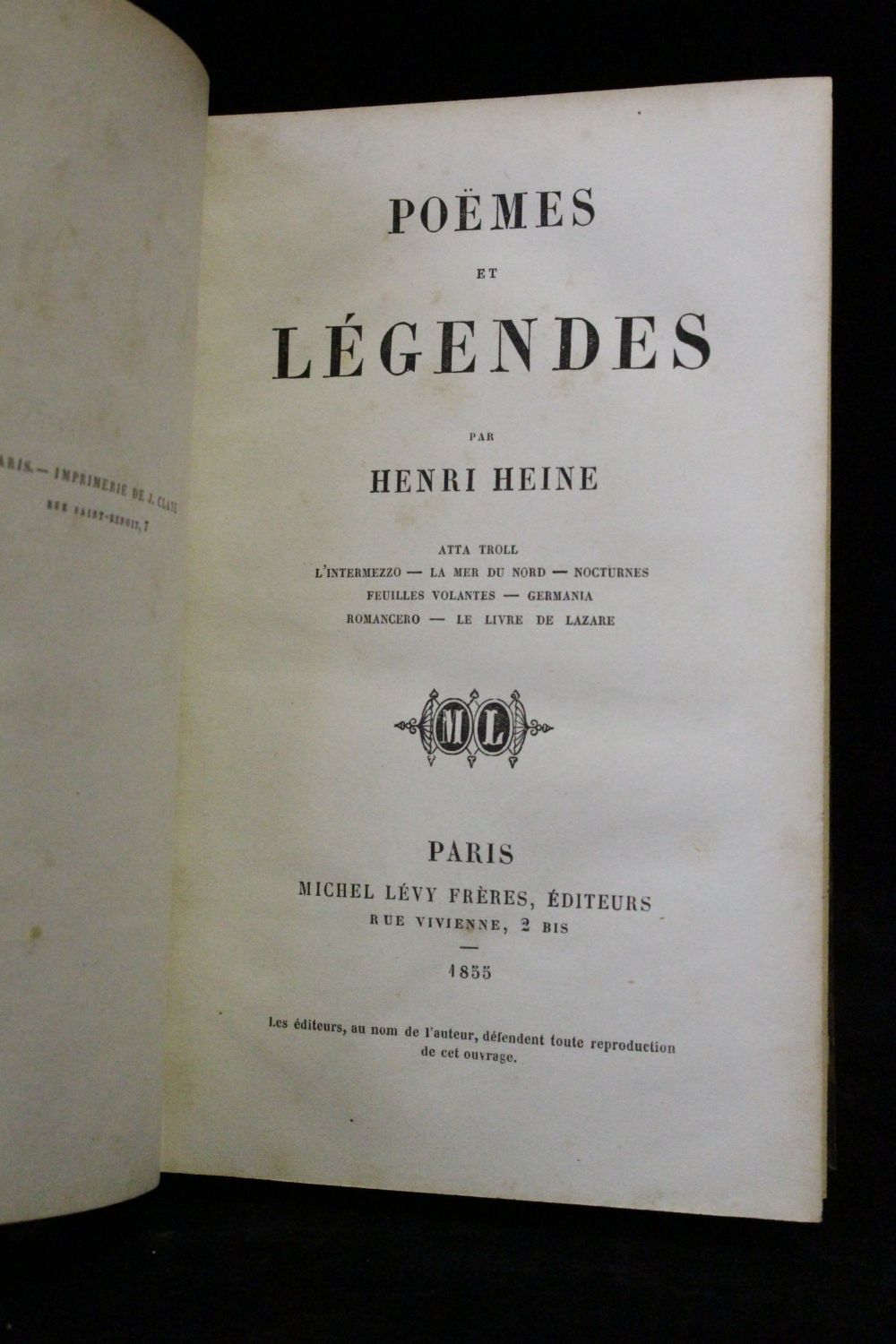 HEINE : Poëmes et légendes - First edition - Edition-Originale.com