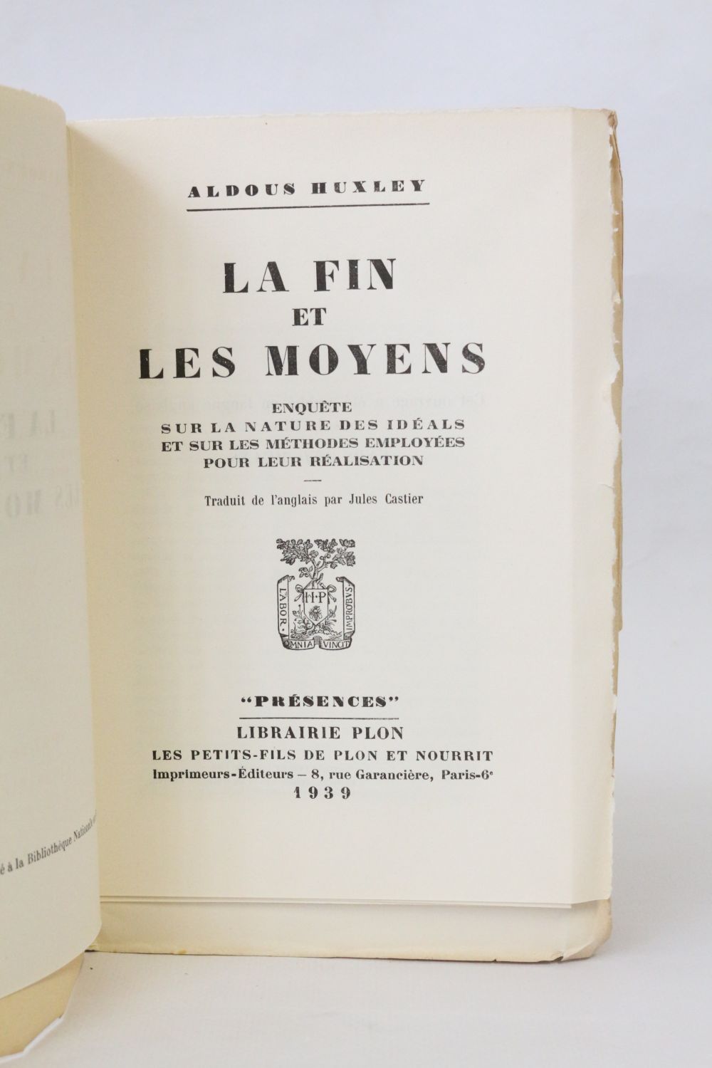 HUXLEY : La fin et les moyens - First edition - Edition-Originale.com