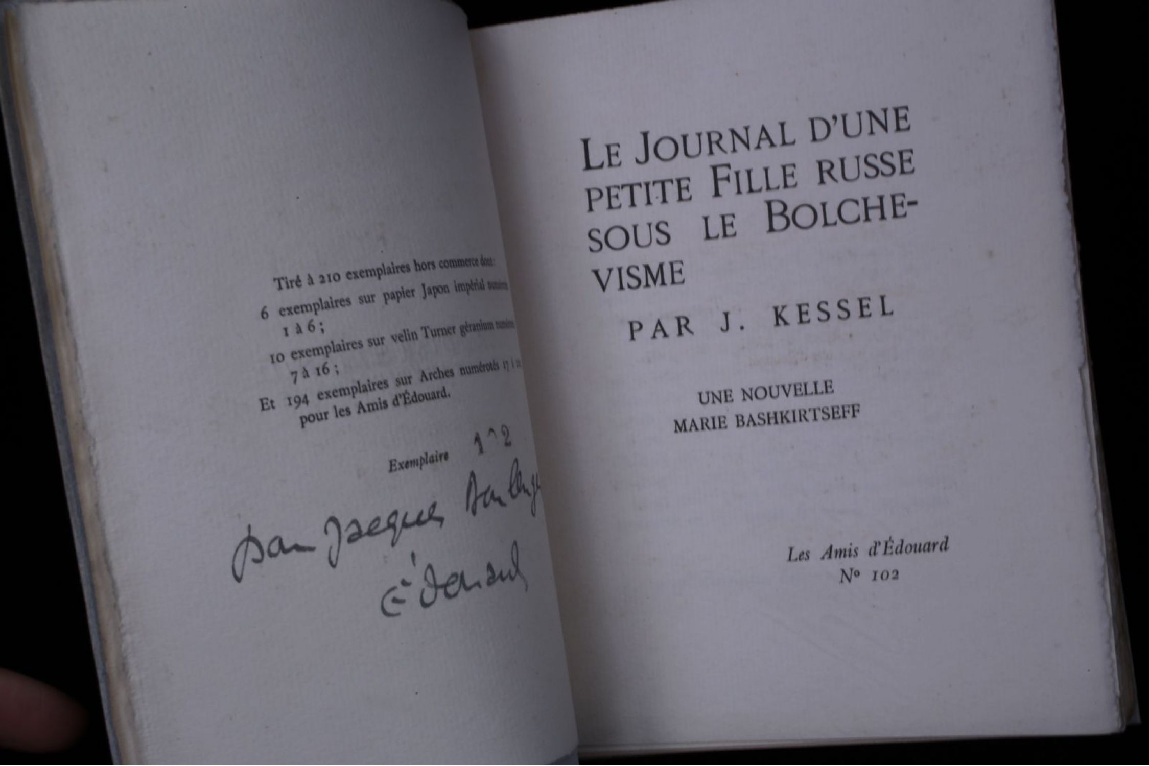 Kessel Le Journal D Une Petite Fille Russe Sous Le Bolchevisme Signed Book First Edition Edition