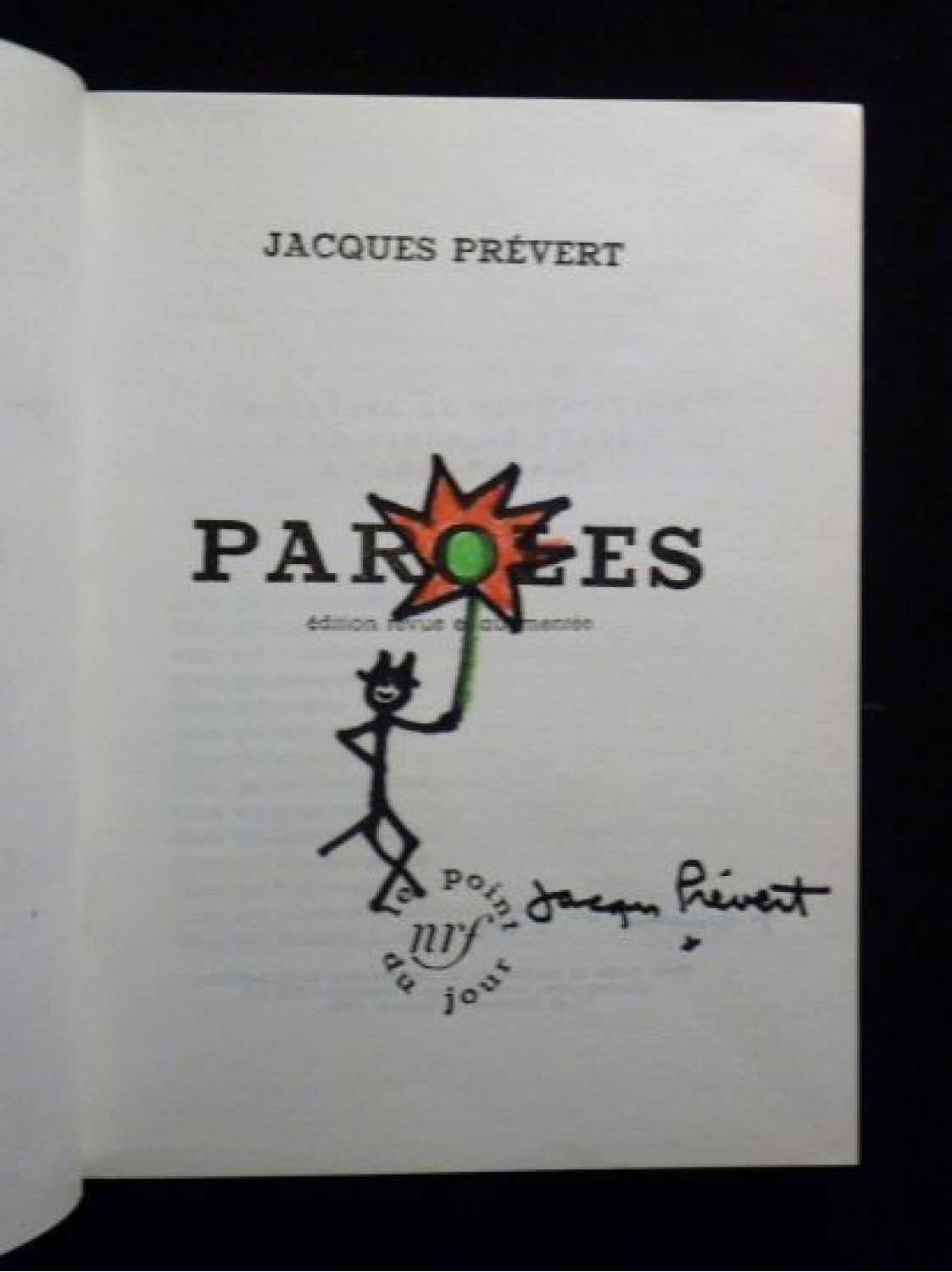 Prevert Paroles Autographe Edition Originale Edition Originale Com