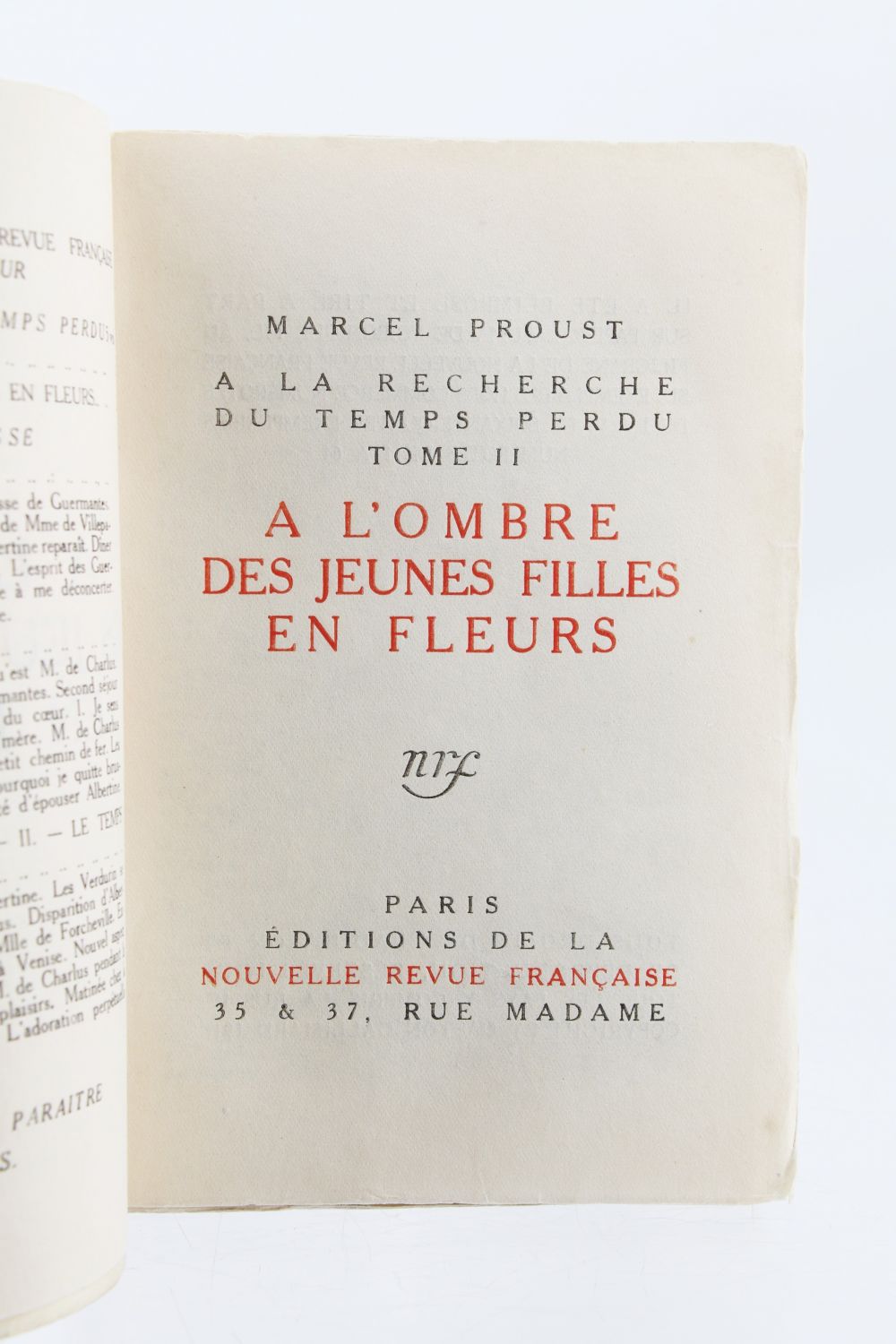 Proust A Lombre Des Jeunes Filles En Fleurs Edition Originale Edition 