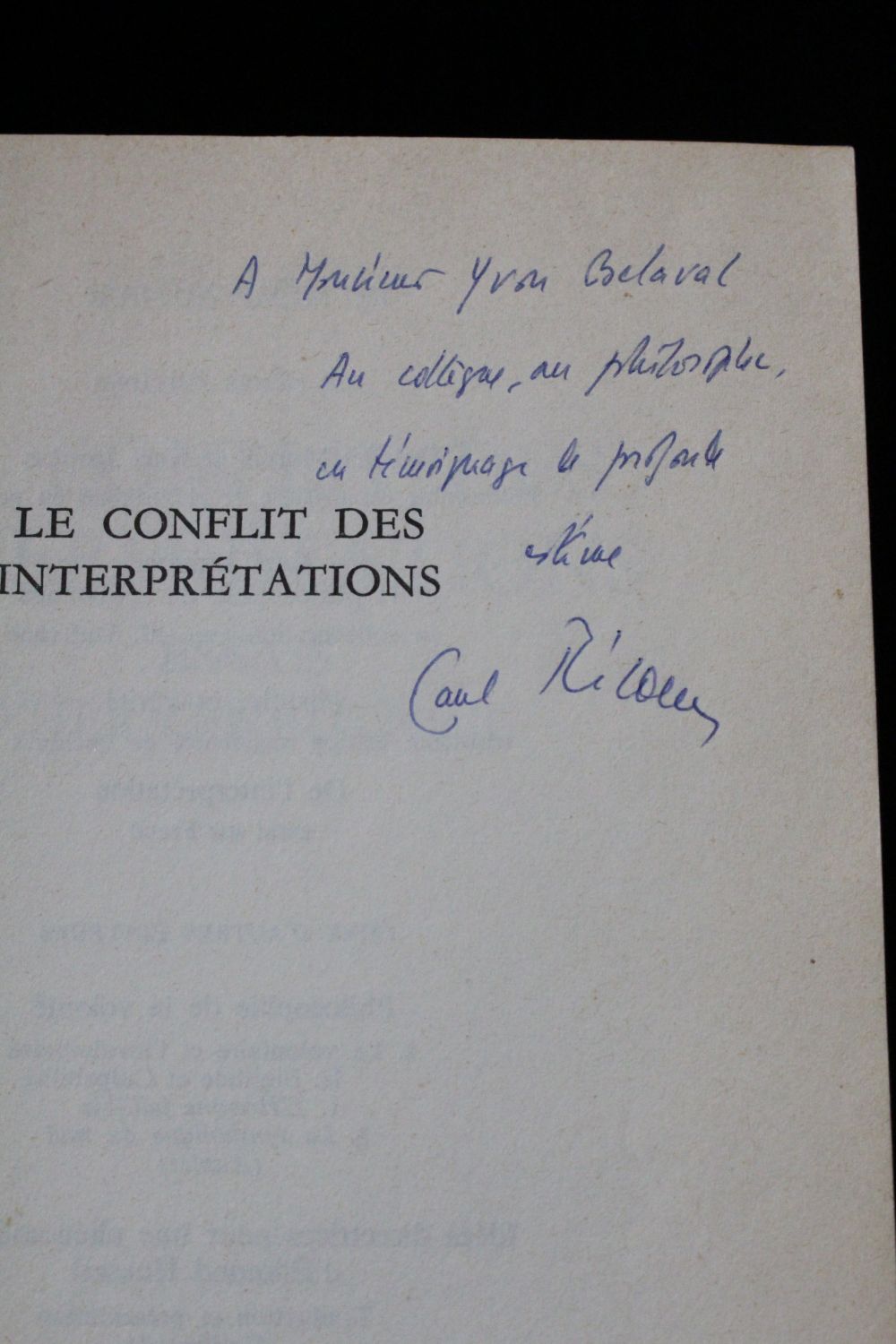 Ricoeur Le Conflit Des Interpretations Essais D Hermeneutique Signed Book First Edition Edition Originale Com