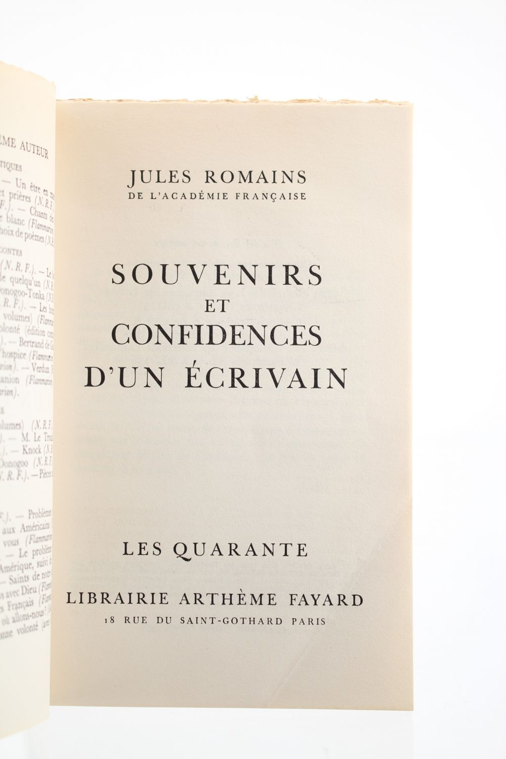 ROMAINS : Souvenirs et Confidences d'un Ecrivain - Signed book, First ...