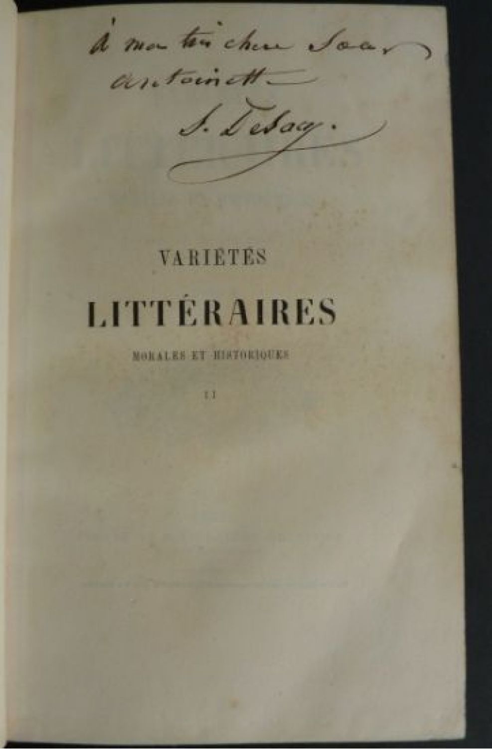 SILVESTRE DE SACY : Variétés littéraires, morales et historiques ...