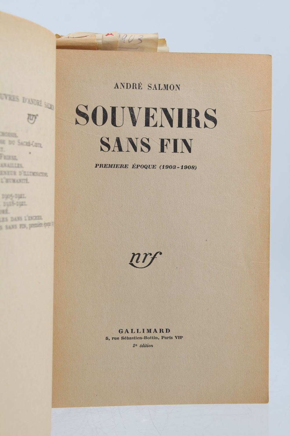 SALMON : Souvenirs sans fin - Première époque (1903-1908) - Signed book ...