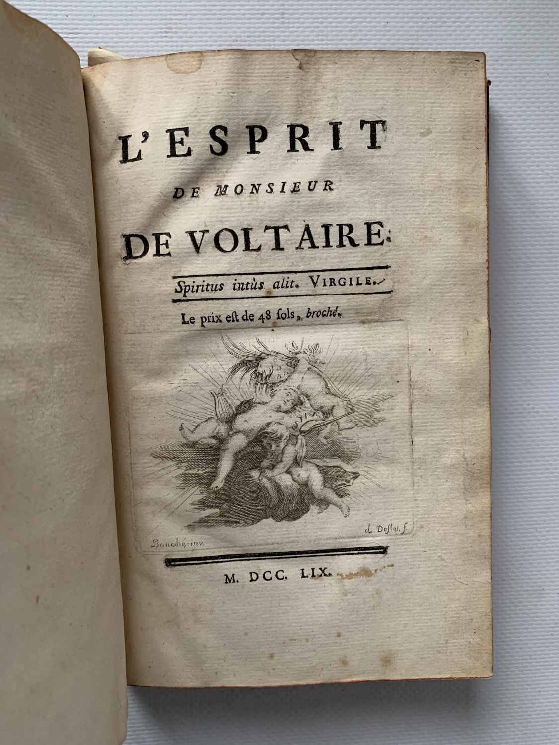 買う安いVoltaire著 Claude Villaret編『L’esprit de monsieur De Voltaire』1759年初版本 ヴォルテール名言集 画集