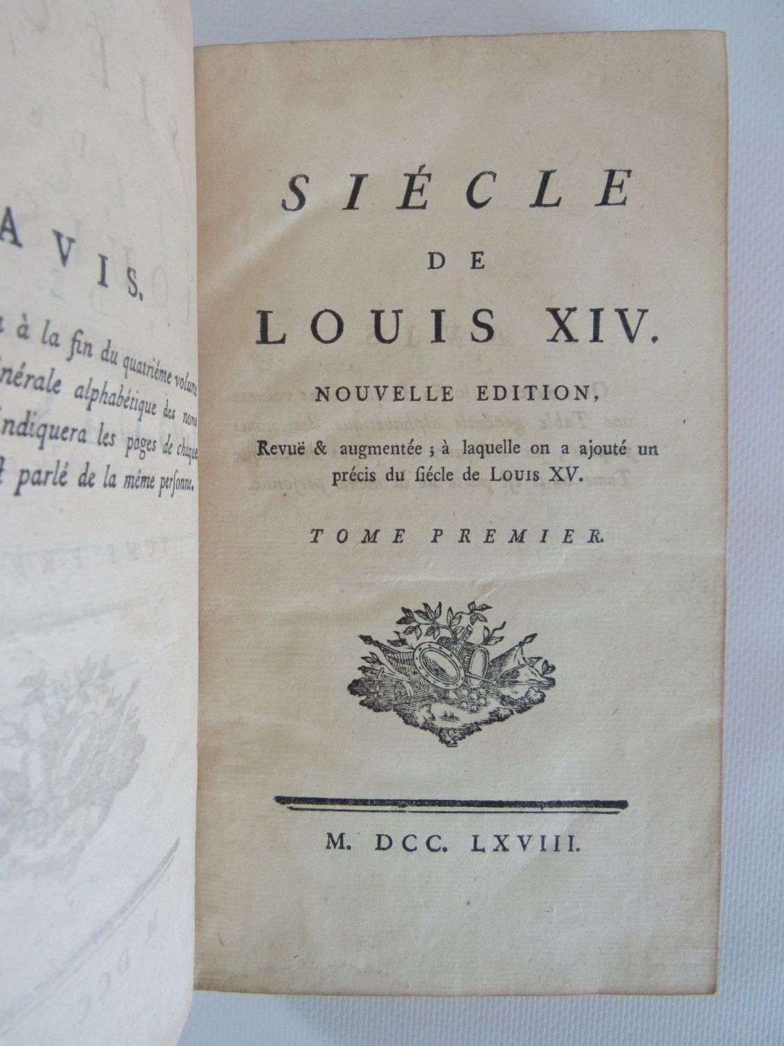 Voltaire - Siècle de Louis XIV - TOME PREMIER - Livre Rare Book