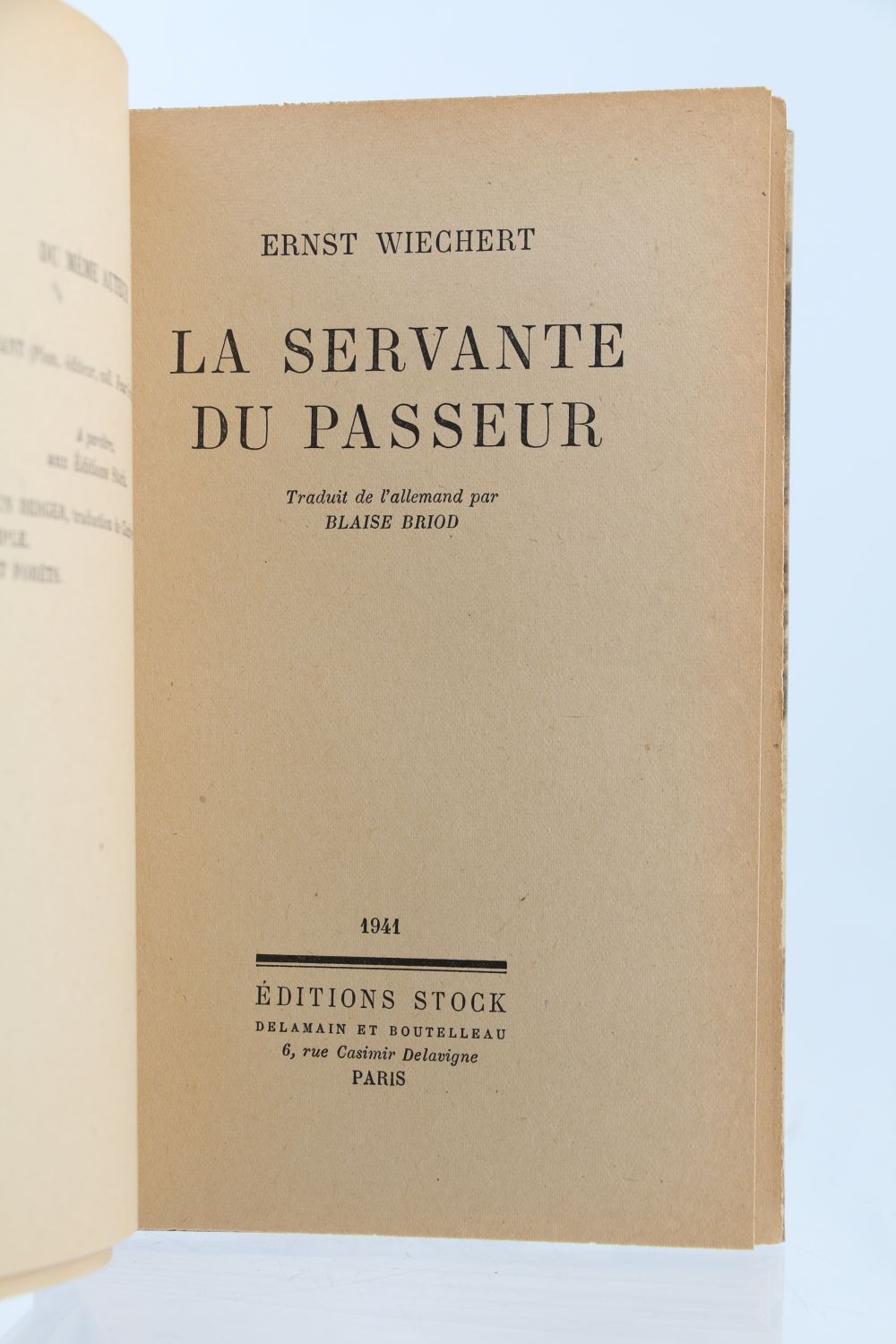 Wiechert La Servante Du Passeur First Edition Edition 