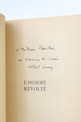 CAMUS : L'homme révolté - Autographe - Edition-Originale.com