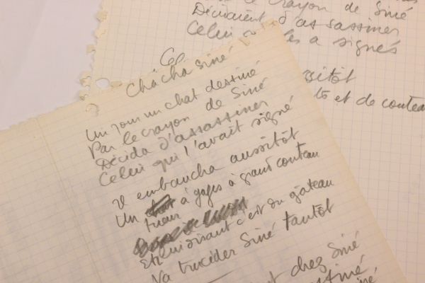 Vian Deux Manuscrits Autographes Complets De Boris Vian Dont Un De La Chanson Inedite Intitulee Cha Cha Sine Et L Autre De La Chanson Un Jour Un Vieux Prof De Maths