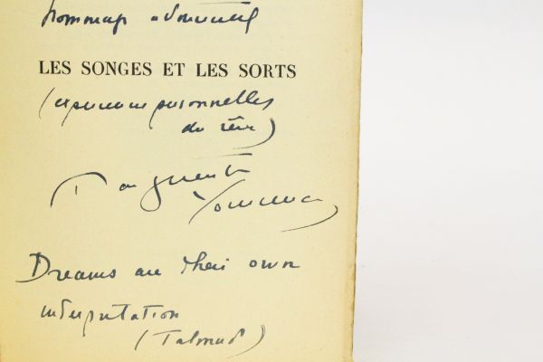 YOURCENAR : Les songes et les sorts - Signed book, First edition