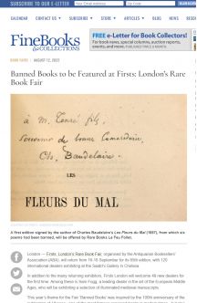 Banned Books to be Featured at Firsts: London's Rare Book Fair