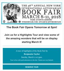 New York Book Fair Tour with Benjamin Taylor